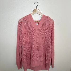 Shirt 469 Crochet Pink Cover Up Kangaroo Pocket Hoodie XXL